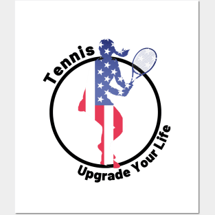 US Open Tennis USA Flag Silhouette Posters and Art